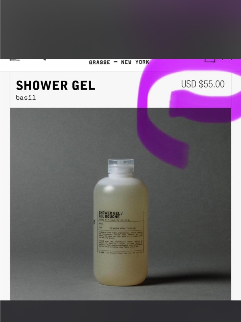 Le Labo Shower Gel Basil